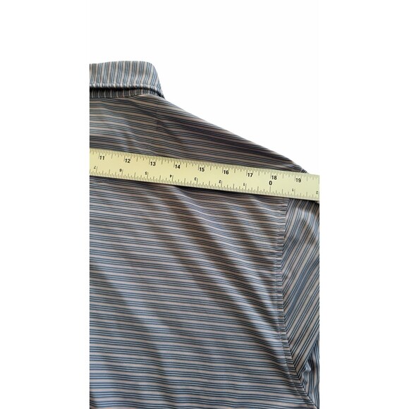 Donald Ross Golf Polo Shirt Men’s Size M Blue Gray Stripe Stretch - Picture 8 of 9